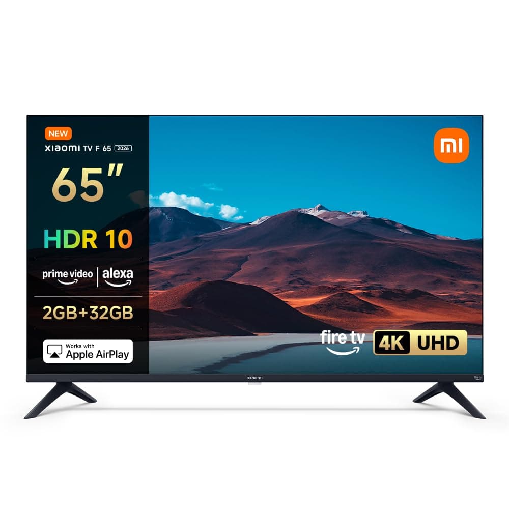 Xiaomi TV F 65, 65 Zoll (165 cm), 4K UHD, Smart TV, Fire OS8, Triple Tuner DVB-C/S/S2/T/T2,HDR10, MEMC, 60Hz mit 120Hz Game Boost Mode,Sprachsteuerung mit Alexa,2GB+32GB, Kompatibel mit Apple AirPlay
