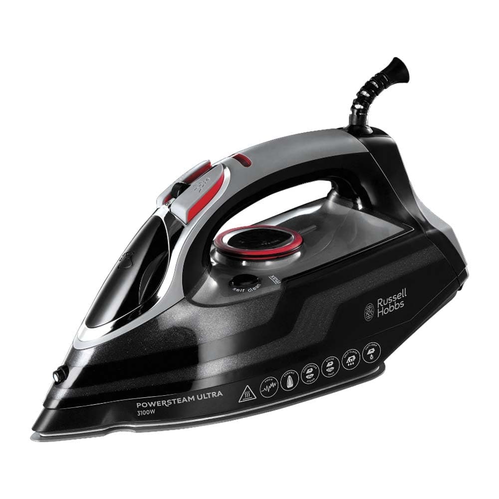 Russell Hobbs Fer à repasser vapeur [Puissant] PowerStream (3100W, Réservoir 350ml, 70g/min + 210 g/min Effet Pressing, auto-nettoyage & Pulvérisateur, Semelle en céramique, anti-goutte) 20630-56