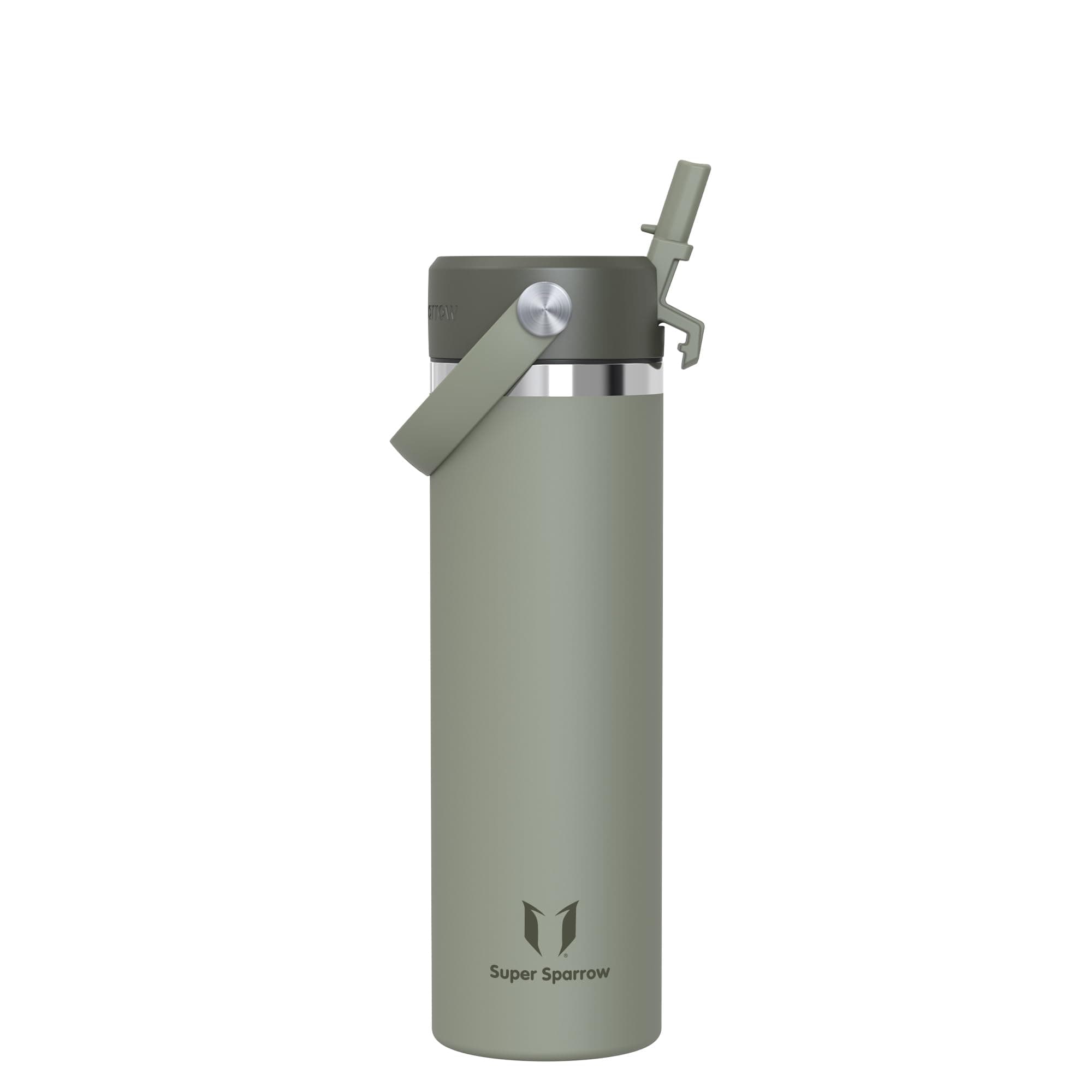 Super Sparrow Borraccia Termica - 500ml/750ml/1L/1.2L - SwivelSip Bottiglia Acciaio Inox - Senza BPA Borracce Termiche, Borraccia con Cannuccia Ergonomica per Scuola, Sportiva, Campeggio, Palestra