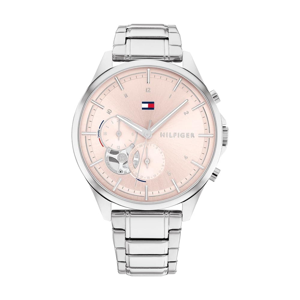 Tommy Hilfiger Reloj Analógico de Cuarzo Multifunción para Mujer con Correa de Acero Inoxidable