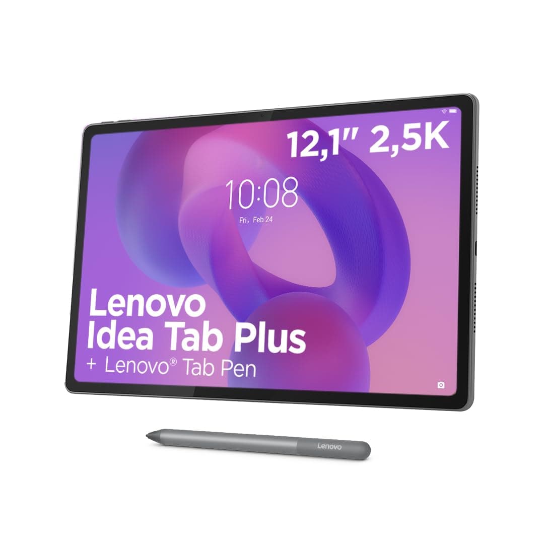 Lenovo Idea Tab Plus – Tablet 12.1" 2.5K (MediaTek Dimensity 6400, 12 GB RAM, 256 GB UFS 2.2, 90 Hz, 4 Altavoces, Ranura microSD, Wi-Fi 5, Bluetooth 5.2, Android 15) Color Luna Grey – Incluye Tab Pen