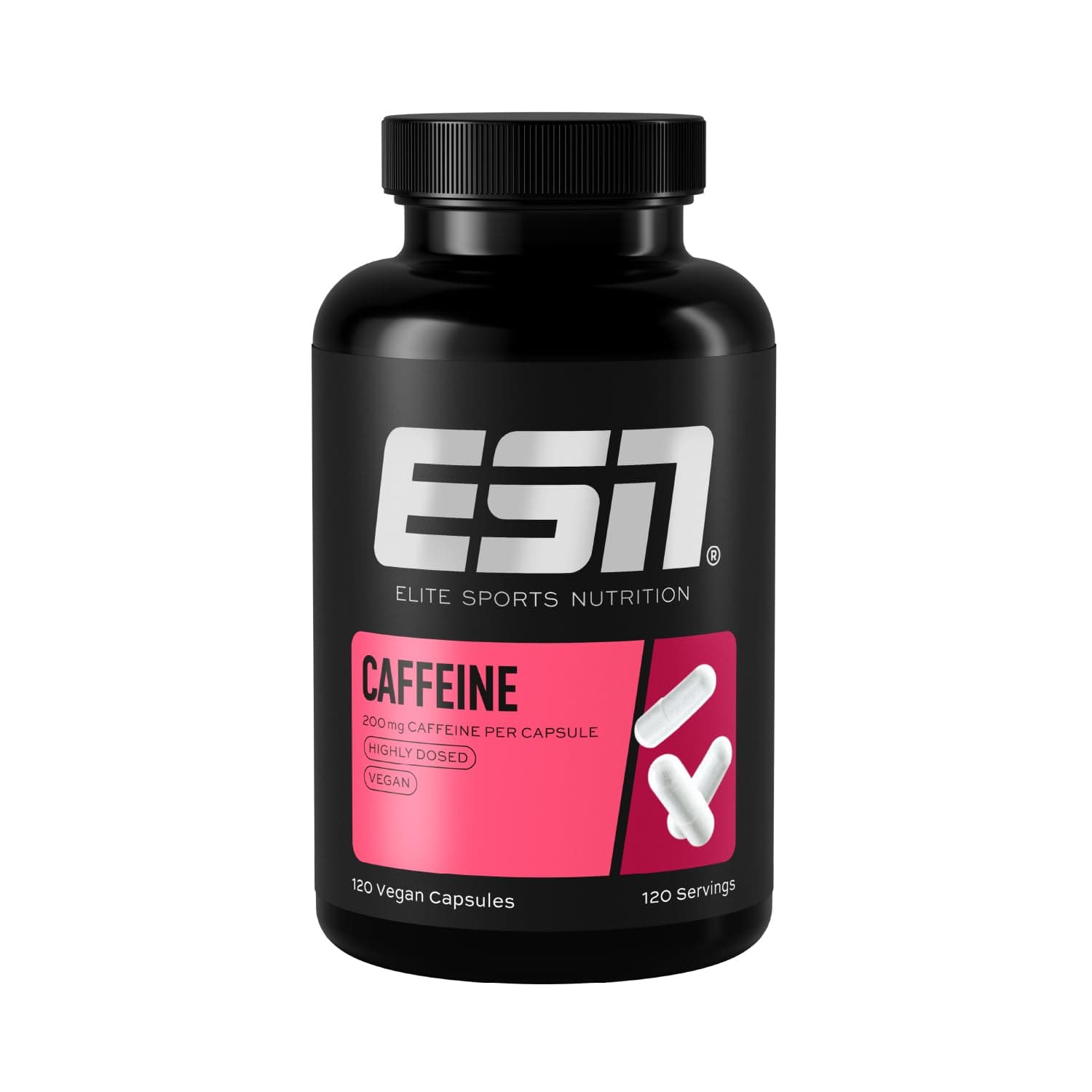 ESN Caffeine Caps, 120 Kapseln, hochdosierte Koffein Kapseln, 200 mg Koffein pro Tagesportion, vegan - made in Germany