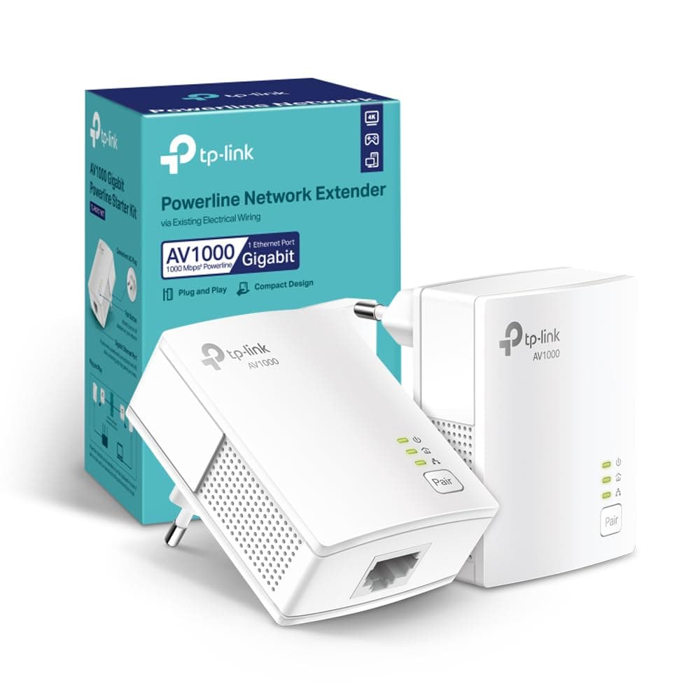 TP-Link TL-PA717 KIT Powerline Gigabit Porta, HomePlug AV2, Velocità Fino a 1000 Mbps, Per Streaming Video HD/3D/4K e Giochi Online (Solo per Wired), Nessuna Configurazione Richiesta
