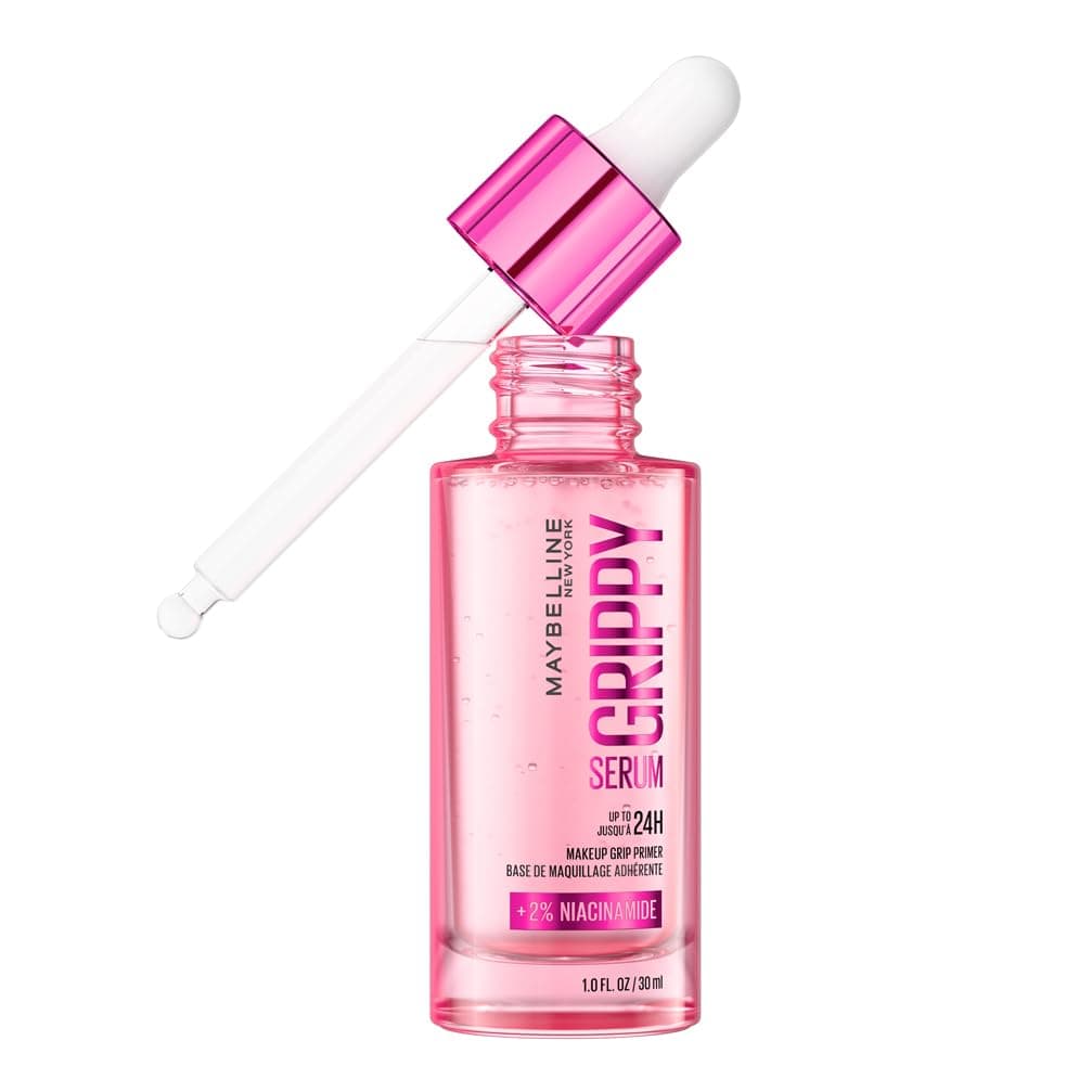 Maybelline New York Grippy Serum Primer, Mit Niacinamid für eine mit Feuchtigkeit versorgte, prallere Haut, Make-up-Halt für bis zu 24 Stunden, Vegane Formel, 30ml