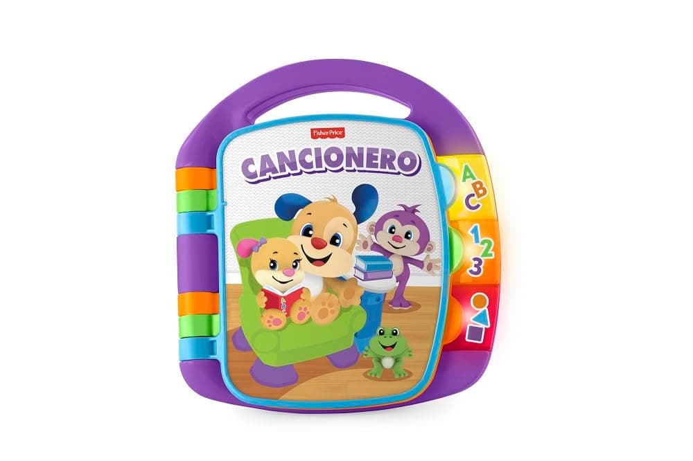 Fisher-Price Ríe y Aprende Libro Interactivo de Aprendizaje Cancionero, Juguete con Luces y Sonidos para bebé +6 Meses, versión español (FRC69)