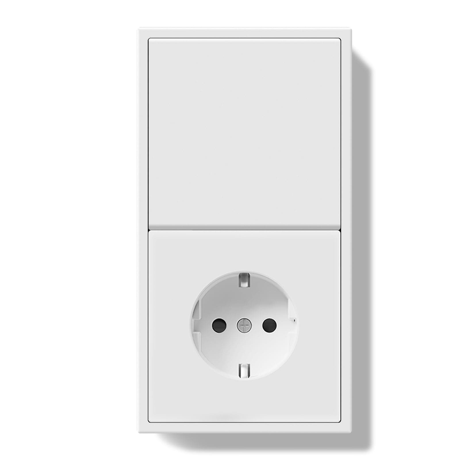 BSEED Lichtschalter mit Steckdose 1 Fach 1 Weg Unterputz, Modern Wandschalter Weiß Schuko Steckdose mit PC Rahmen, Lichtschalter mit Kabelklemmen und Krallen