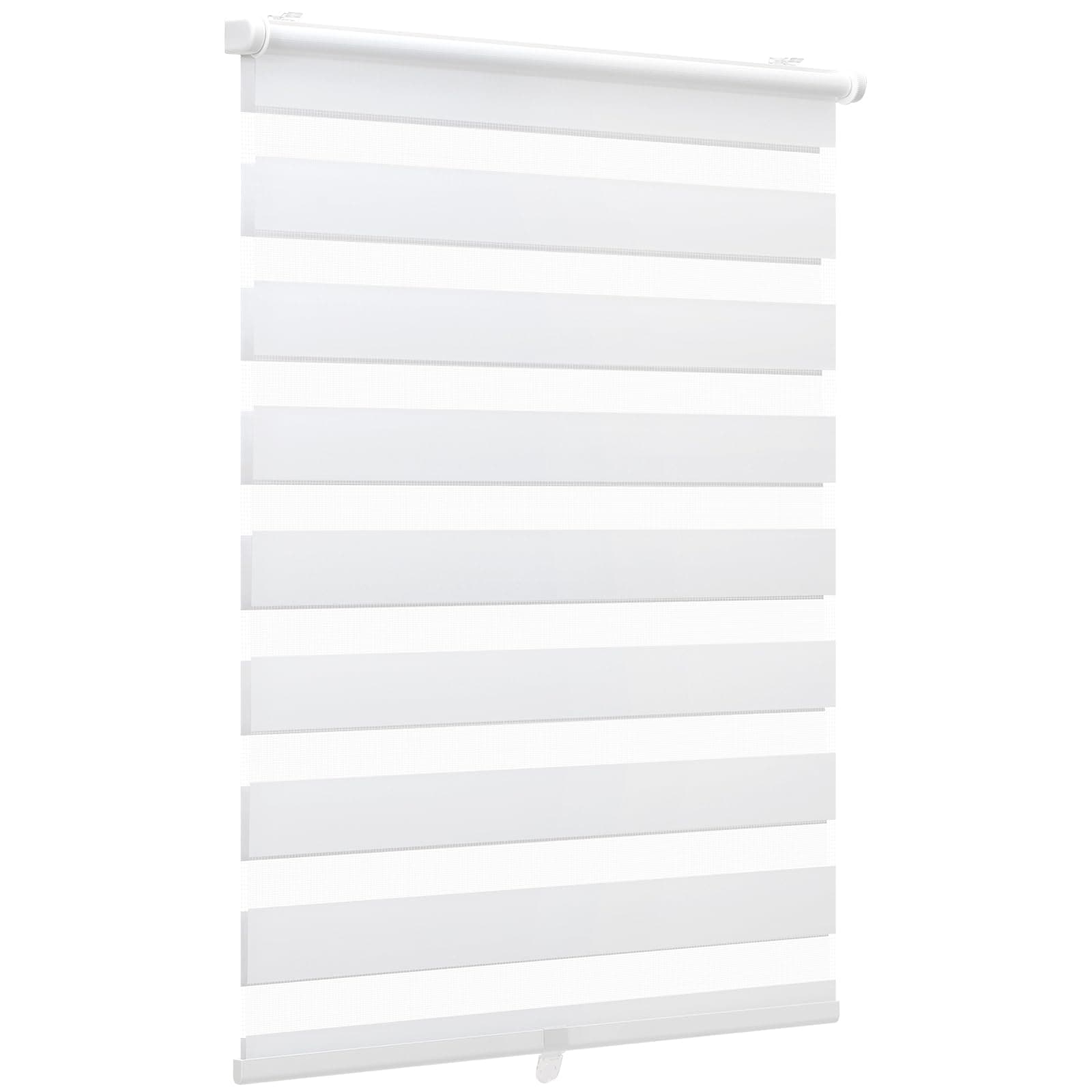 Sekey Doppelrollo Klemmfix ohne Bohren Doppelrollo Duo Rollo Schnurlos Rollo Faltrollo 95x130cm, Weiß