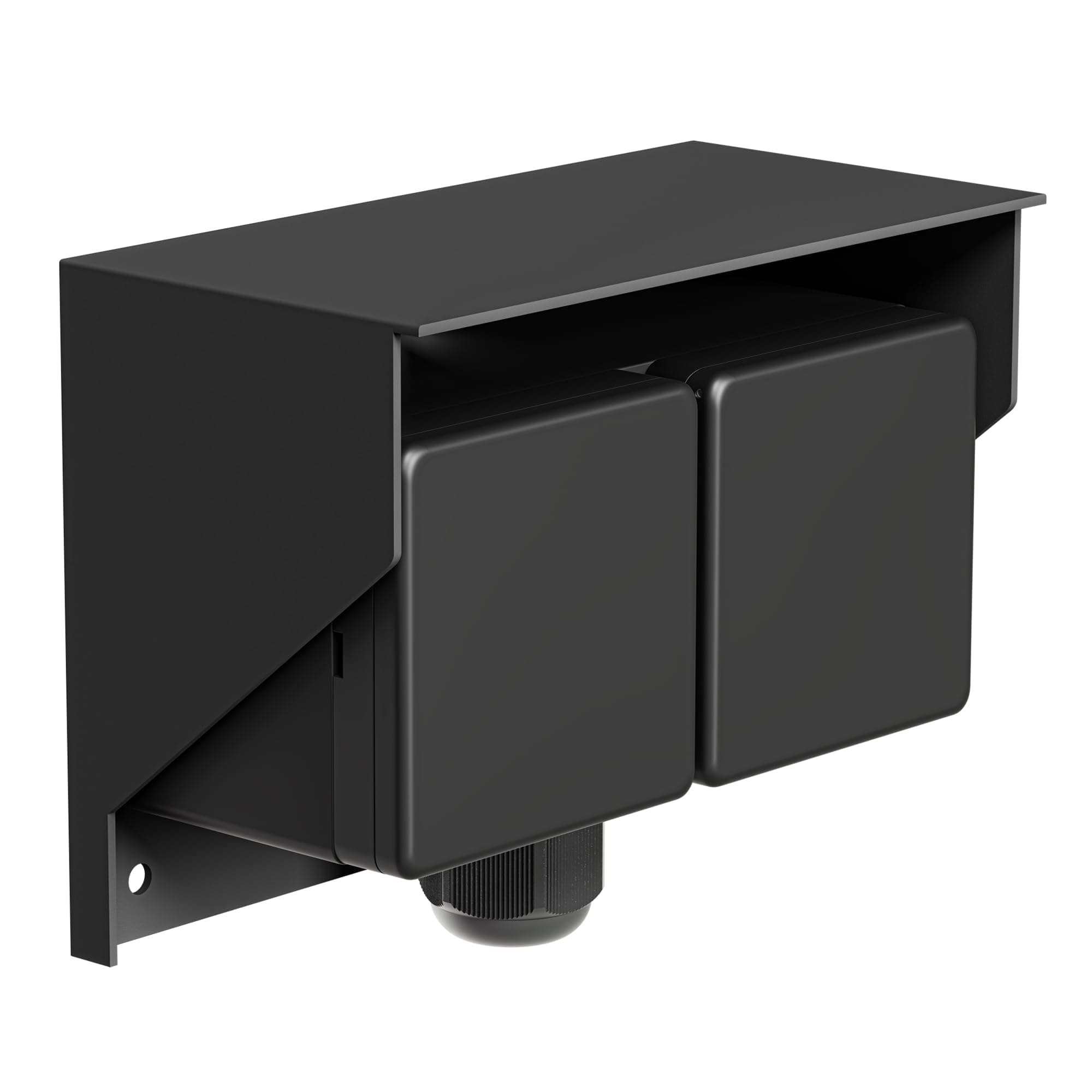 ledscom.de Aufputz Steckdose PIWI für außen, IP44, 2-fach, schwarz, waagerecht