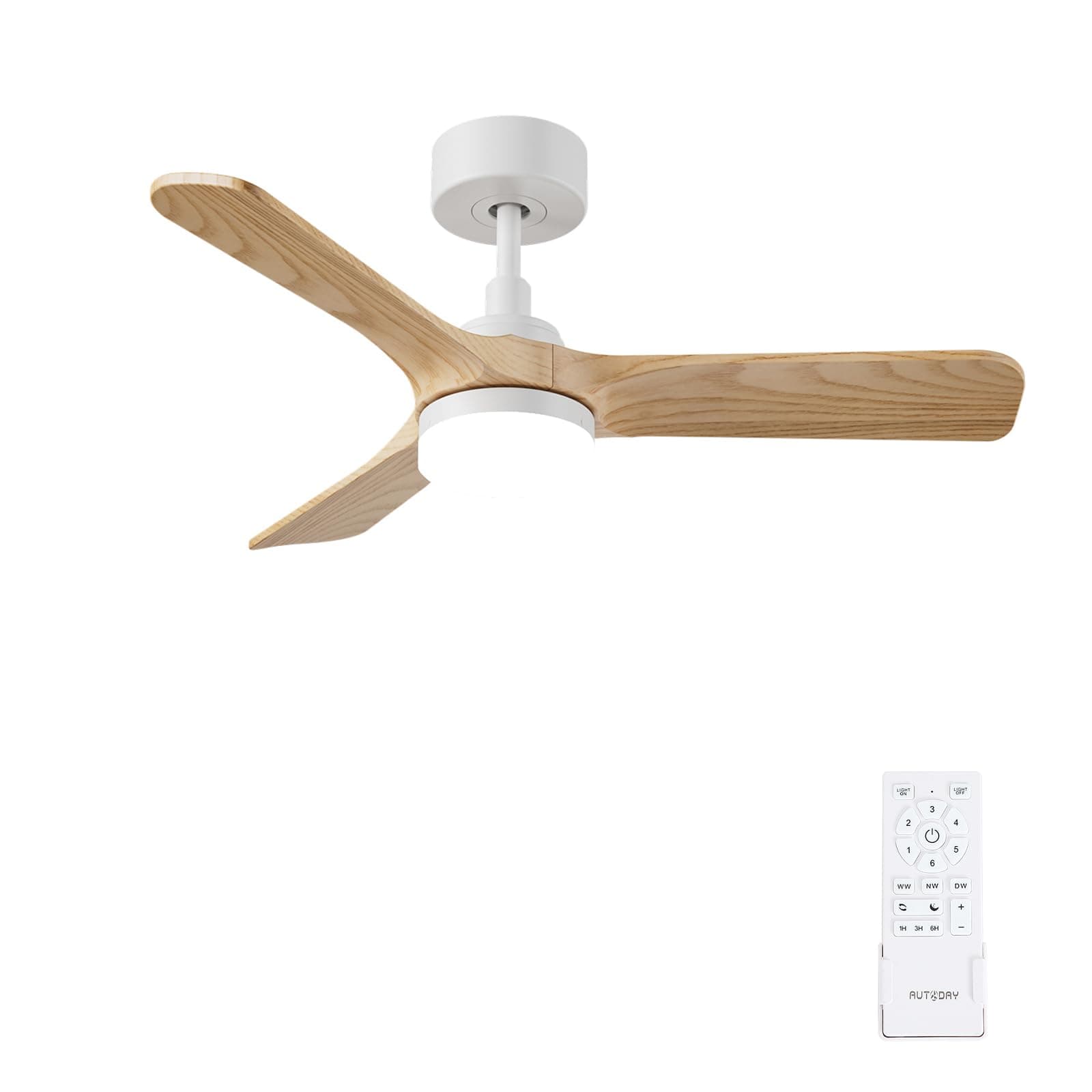 AUTODAY Ventilador de techo con Luz Lámpara LED diámetro 90 cm Ultra Silencioso Ventilador Techo 30 W, 3 Aspas Reversibles,Mando Distancia y Temporizador 1/3/6H,Función Verano-Invierno,6 velocidades