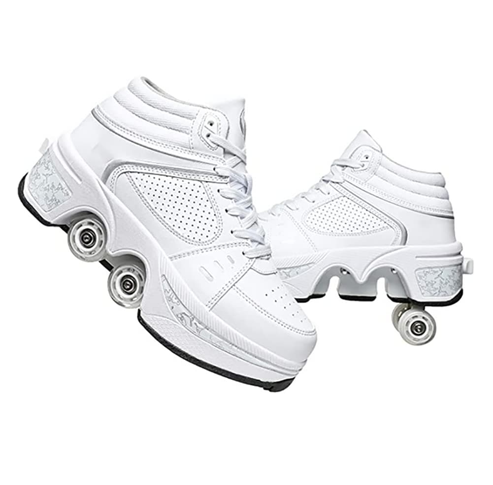 Chaussure Roller Fille Patin a Roulette Chaussures de Skateboard Rollers Quad avec 4 Roues, Basket Roller Enfant pour garçons et Filles