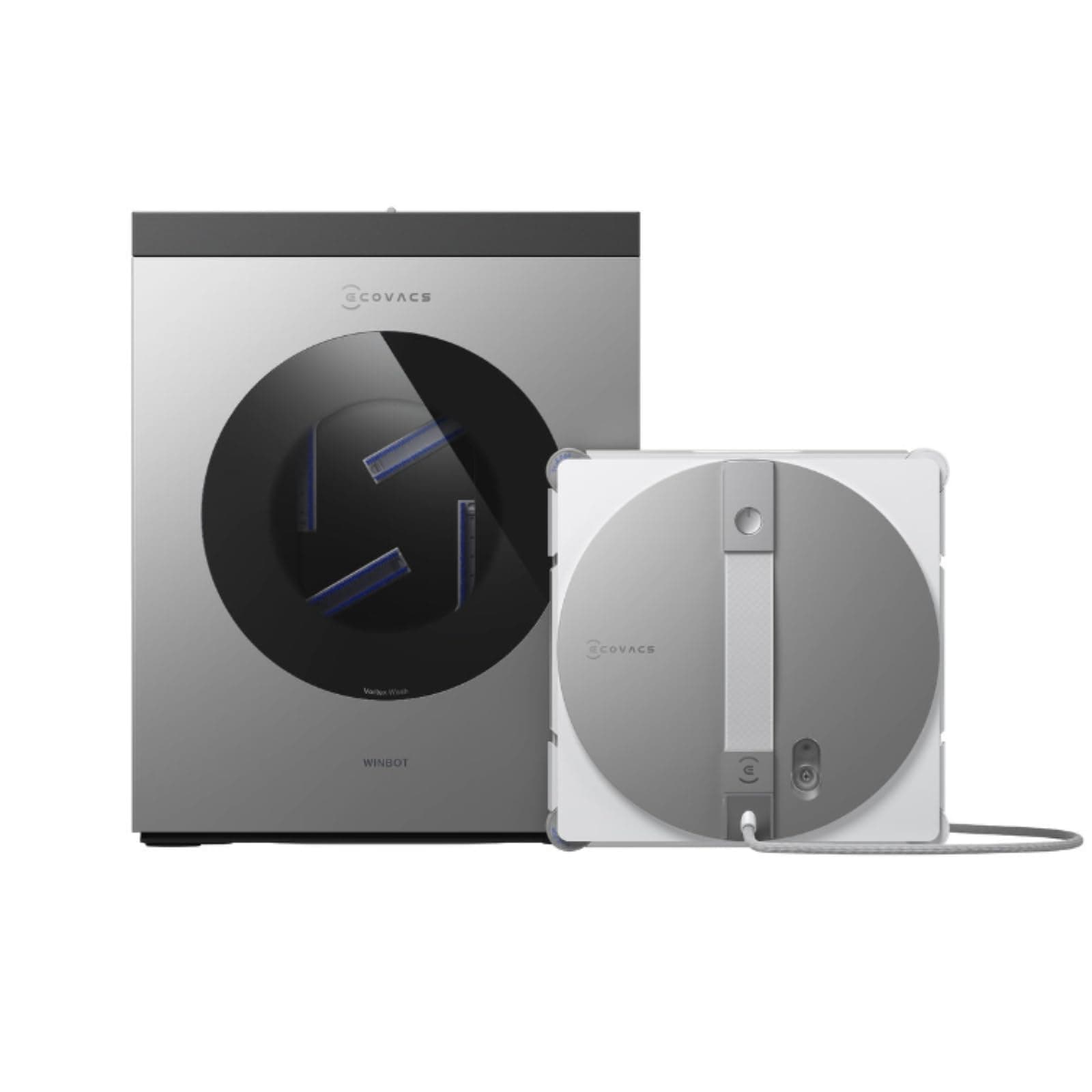 ECOVACS WINBOT W3 OMNI Robot Lavavetri con Stazione Multifunzione, Lavaggio Automatico del Panno, Pulizia Intelligente fino al Bordo, Nebulizzazione a Triplo Ugello, Controllo tramite App