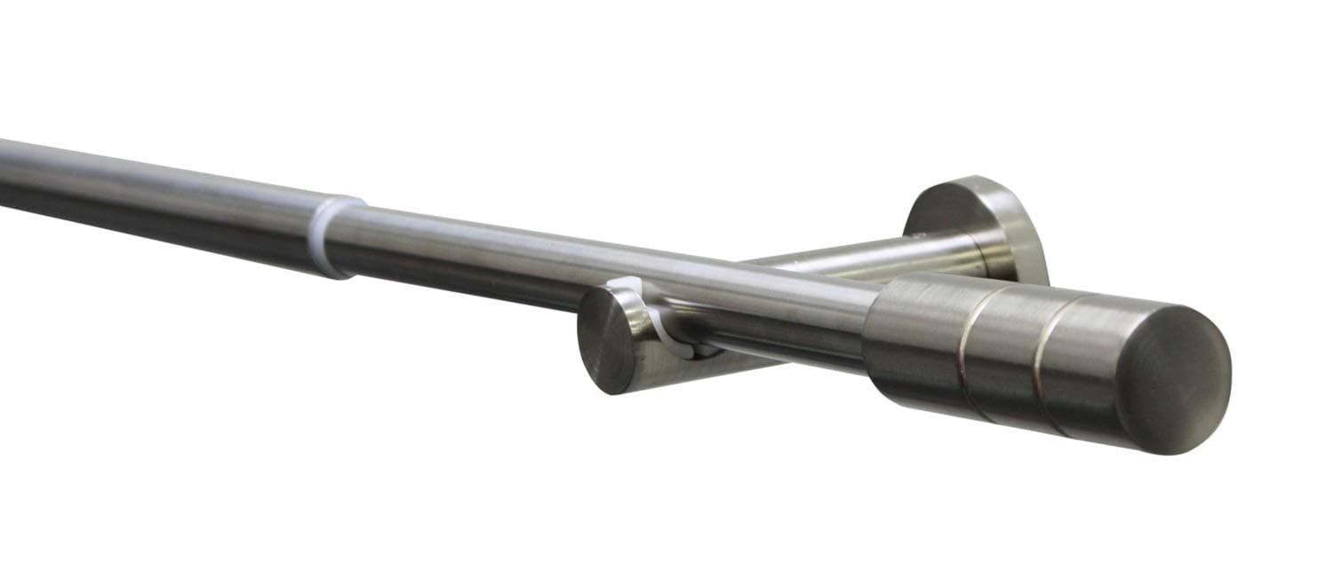 Gardinia Gardinenstangen-Set Kreta, Komplettstilgarnitur inkl. Befestigungsmaterial, Vorhangstange ausziehbar, 120-210 cm, Metall, Edelstahl-Optik