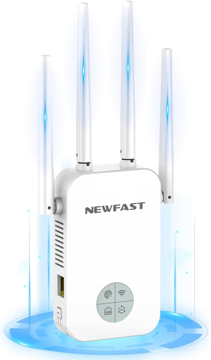 NEWFAST Amplificador Señal WiFi 1200Mbps Repetidor WiFi 5GHz Extensor Wi-Fi para Casa/Oficina, AC1200 Wi-Fi Extender Doble Banda 4X Antenas de Alta Ganancia, Puerto Ethernet, 5 Modos, WPA/WPA2