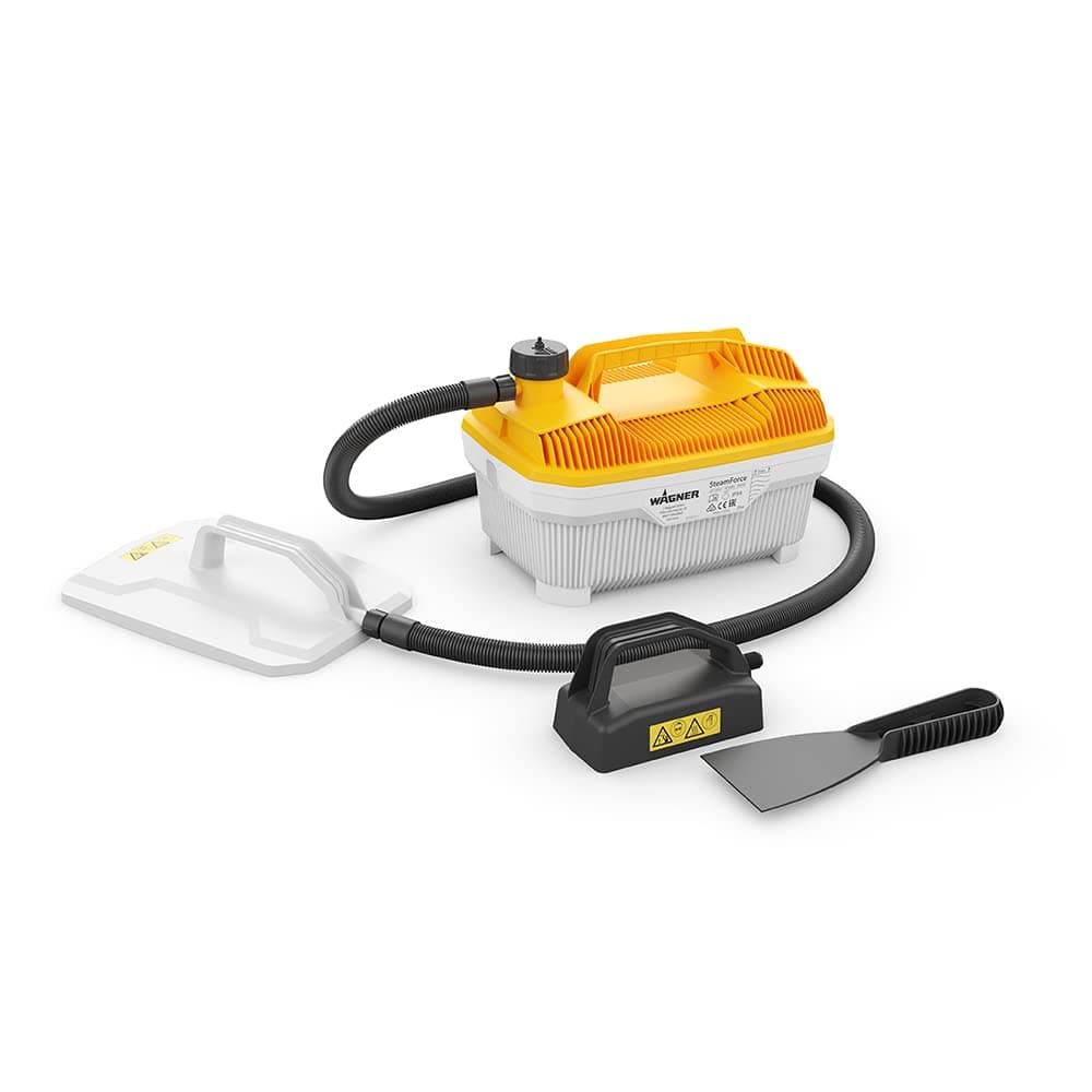WAGNER SteamForce Plus décolleuse à papiers peints, réservoir 4 l, durée de vapeur max. 70 min, tuyau 3,7 m, petite plaque vapeur et spatule supplémentaires, 2 000 W, 230 V