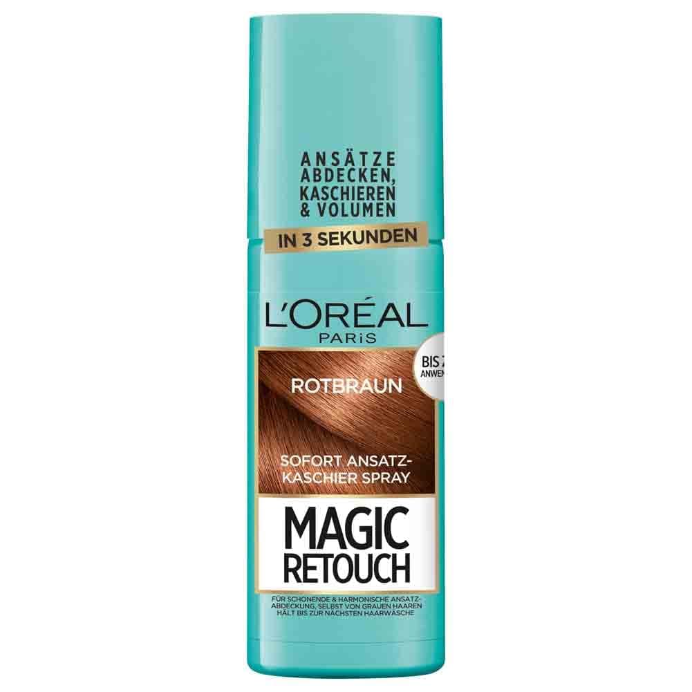 L'Oréal Paris Ansatz-Kaschierspray für stufenlose und natürliche Übergänge, Kaschiert Ansätze bis zur nächsten Haarwäsche, Magic Retouch, Rotbraun, 1 x 75 ml