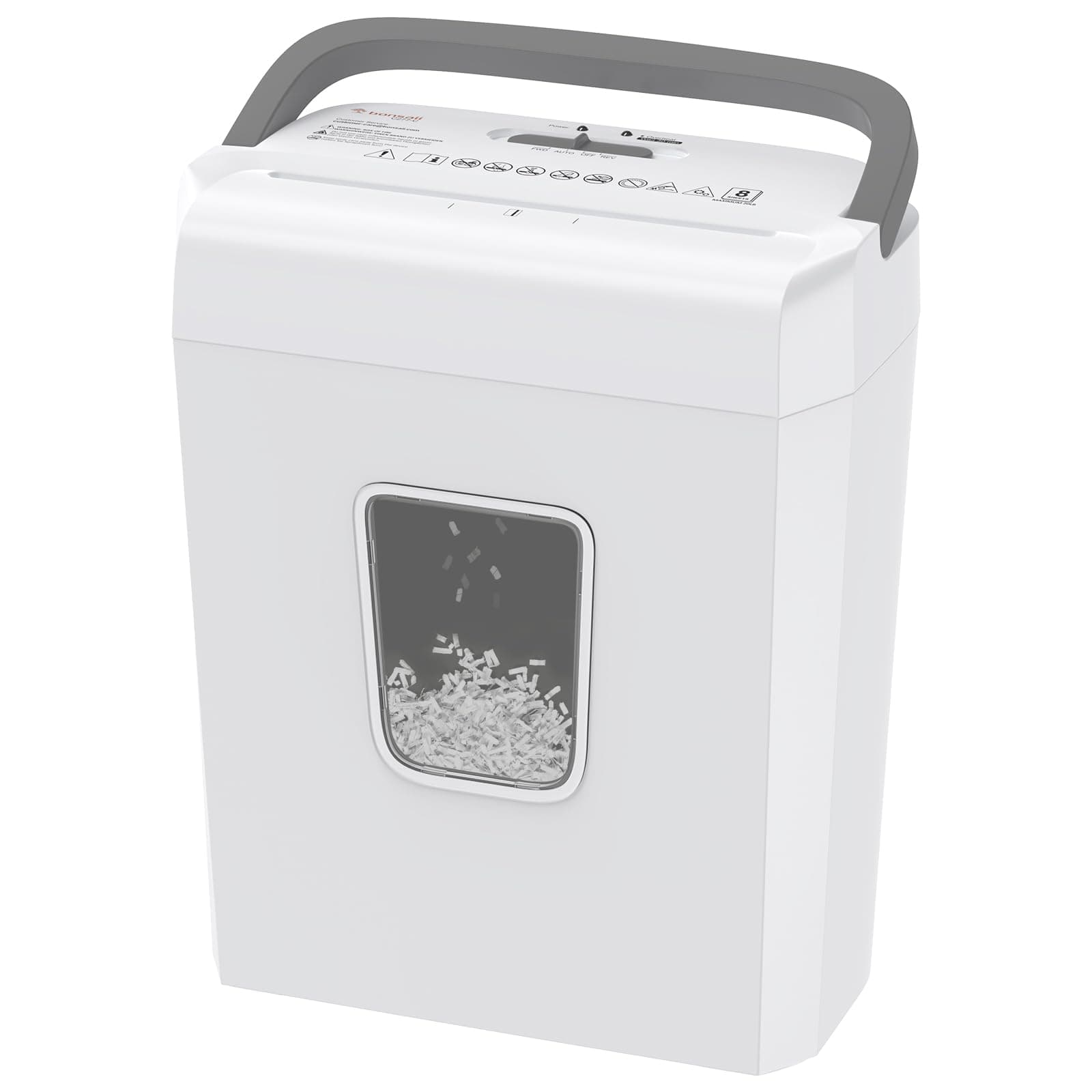 Bonsaii Distruggi Documenti, Tritacarte 8 Fogli, Sicurezza P-4, Taglio a Croce 5x14mm, Distrugge Carte di Credito, Graffette, Protezione dal Surriscaldamento, Cestino 13L per Casa e Ufficio, C277-C