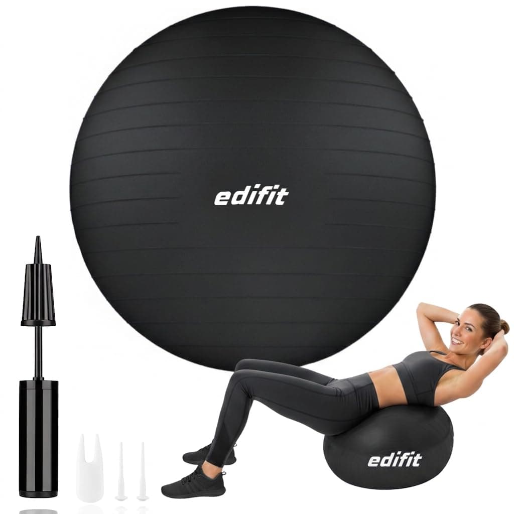 EDIFIT Palla Fitness, Pilates Attrezzi Casa, Incluso il Gonfiatore, Fitball, Yoga Accessori, Palla Gravidanza, Ginnastica Ritmica