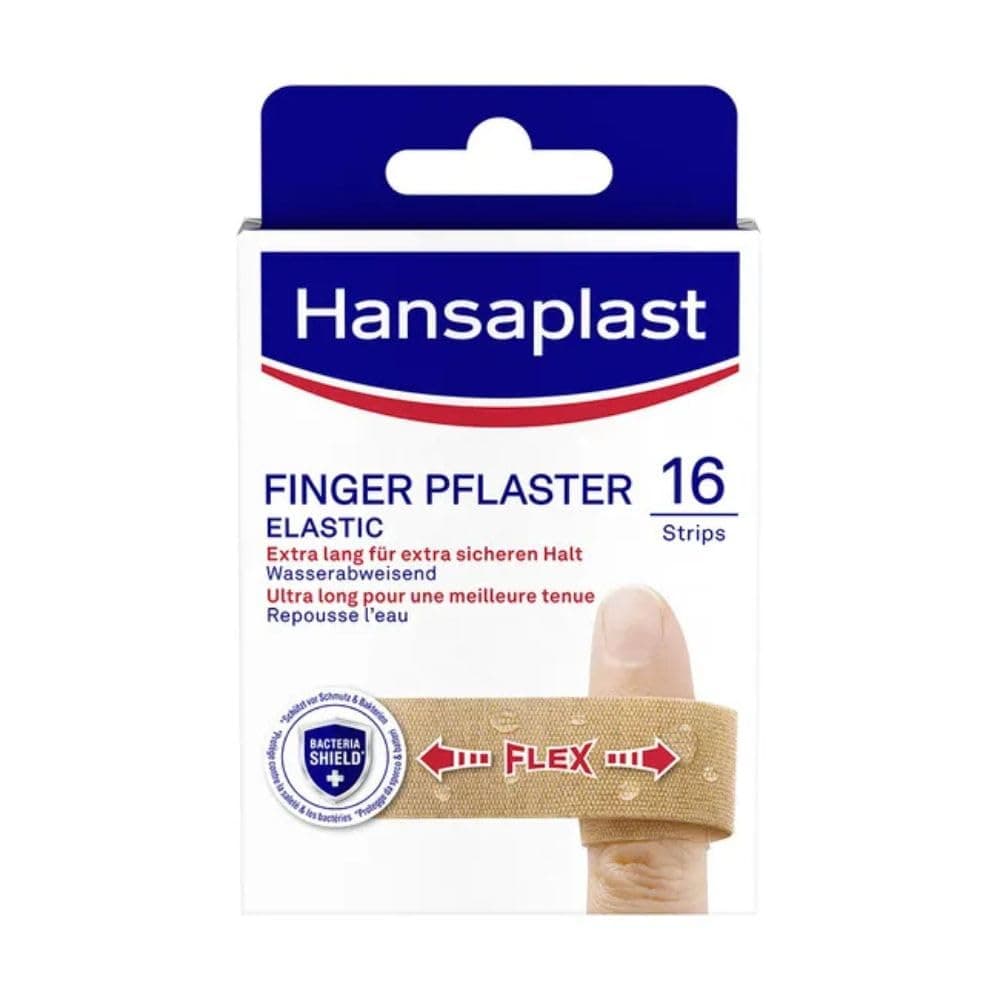 Hansaplast Elastic Fingerstrips Pflaster (16 Strips), extra lange Wundpflaster speziell für Wunden an den Fingern, flexible und atmungsaktive Fingerpflaster