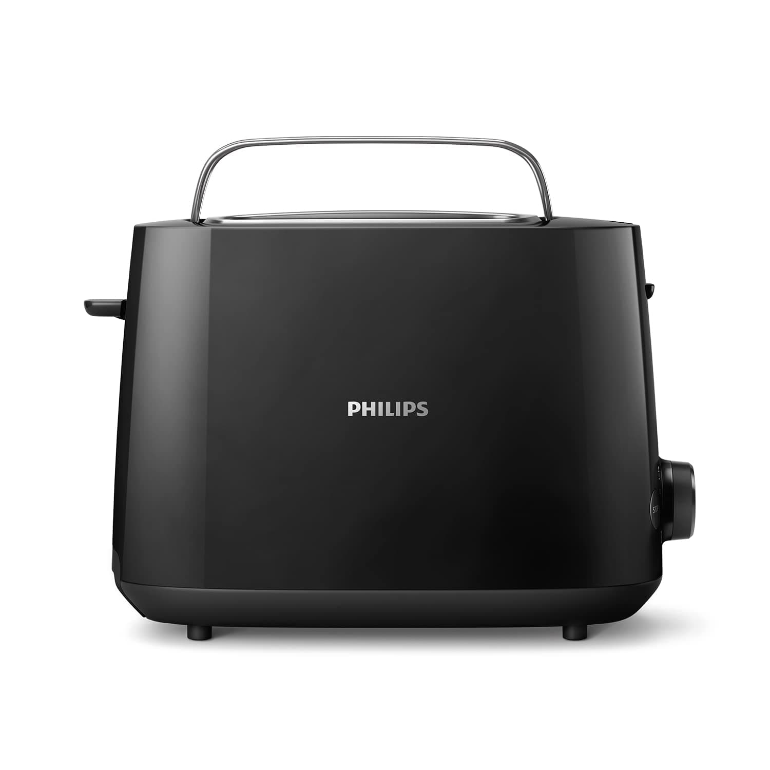 Philips Grille-pain Daily, 2 fentes larges, 8 réglages, 830W, Noir | Toaster avec réchauffe-viennoiseries, Décongélation & arrêt auto, Fentes à centrage automatique, entretien facile (HD2581/90)