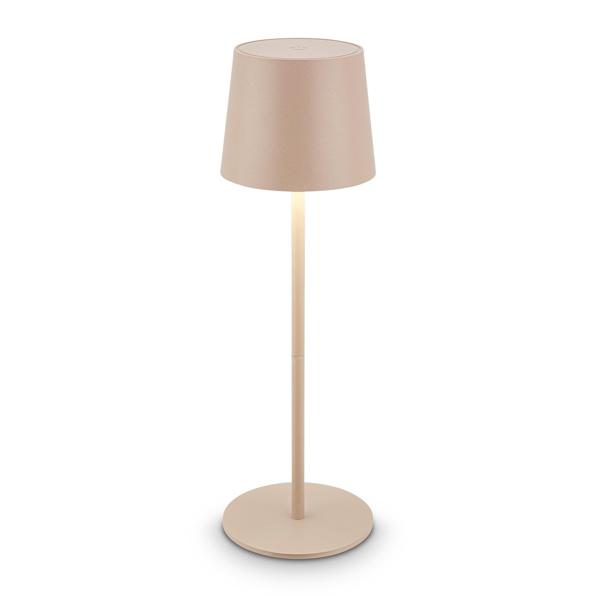 BRILONER Lampada da Tavolo LED Ricaricabile Wireless, Touch Dimmer Continuo, 2,6W 120lm 3000K, USB‑C, IP44, Batteria Sostituibile, Lampada da Comodino e Esterno, Design Moderno Beige