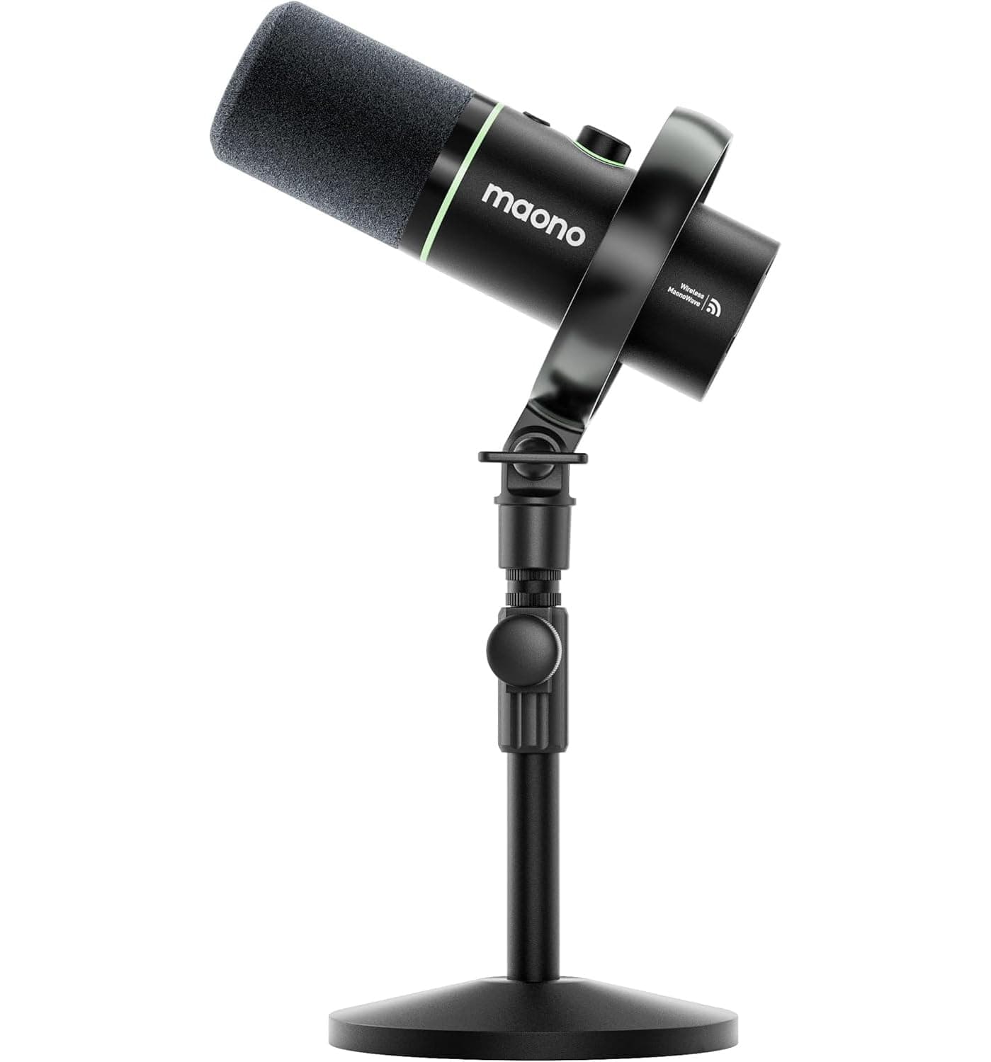MAONO PD200W - Micrófono híbrido de Podcast inalámbrico para PC, micrófono dinámico XLR USB con trípode de Mesa, Software, reducción de Ruido, para Streaming, grabación Vocal, creación de Contenido