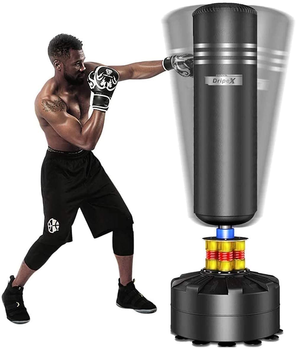 Dripex Sac de Frappe sur Pied Adulte 175cm Sac de Boxe Autoportant MMA Punching Ball pour Karaté Fitness Taekwondo Idéal Cadeau