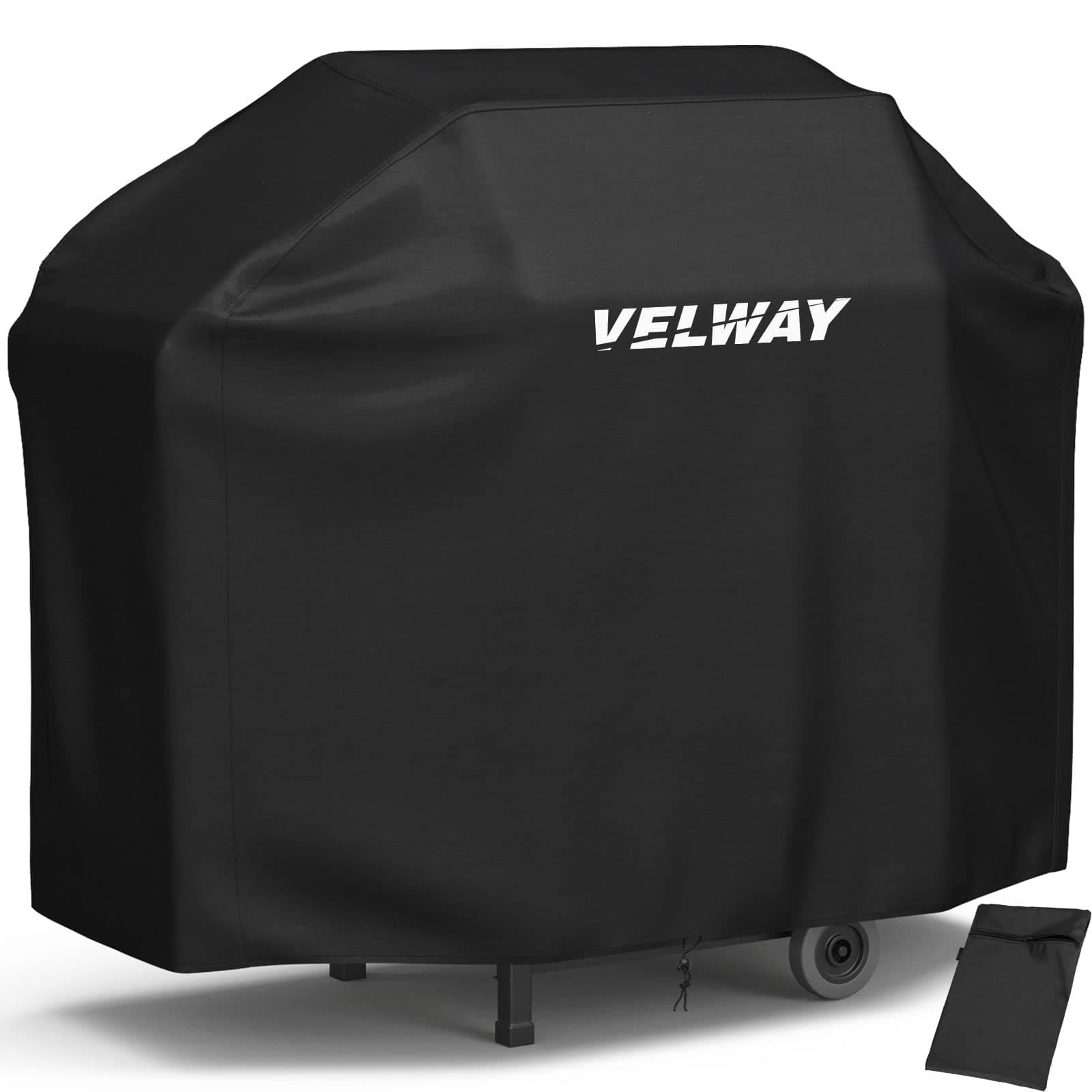 Velway Copertura Barbecue da Esterno, Telo Copri Barbecue Impermeabile, Copri BBQ, Anti Polvere Neve Pioggia Feci di Uccelli Sole,147x61x117cm,Nero