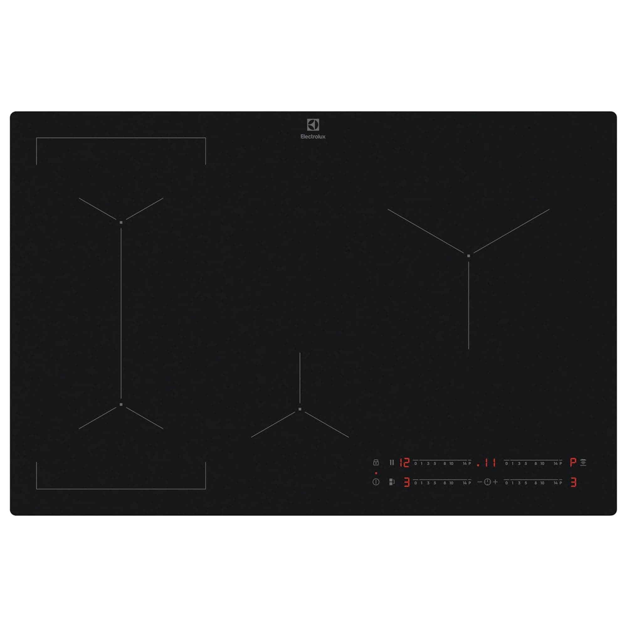 Electrolux EIV83443CT - Piano cottura induzione 80 cm, 4 zone flessibili con Bridge, Hob2Hood controllo cappa automatico, comandi touch slide, Stop&Go, vetroceramica nero, Serie 600