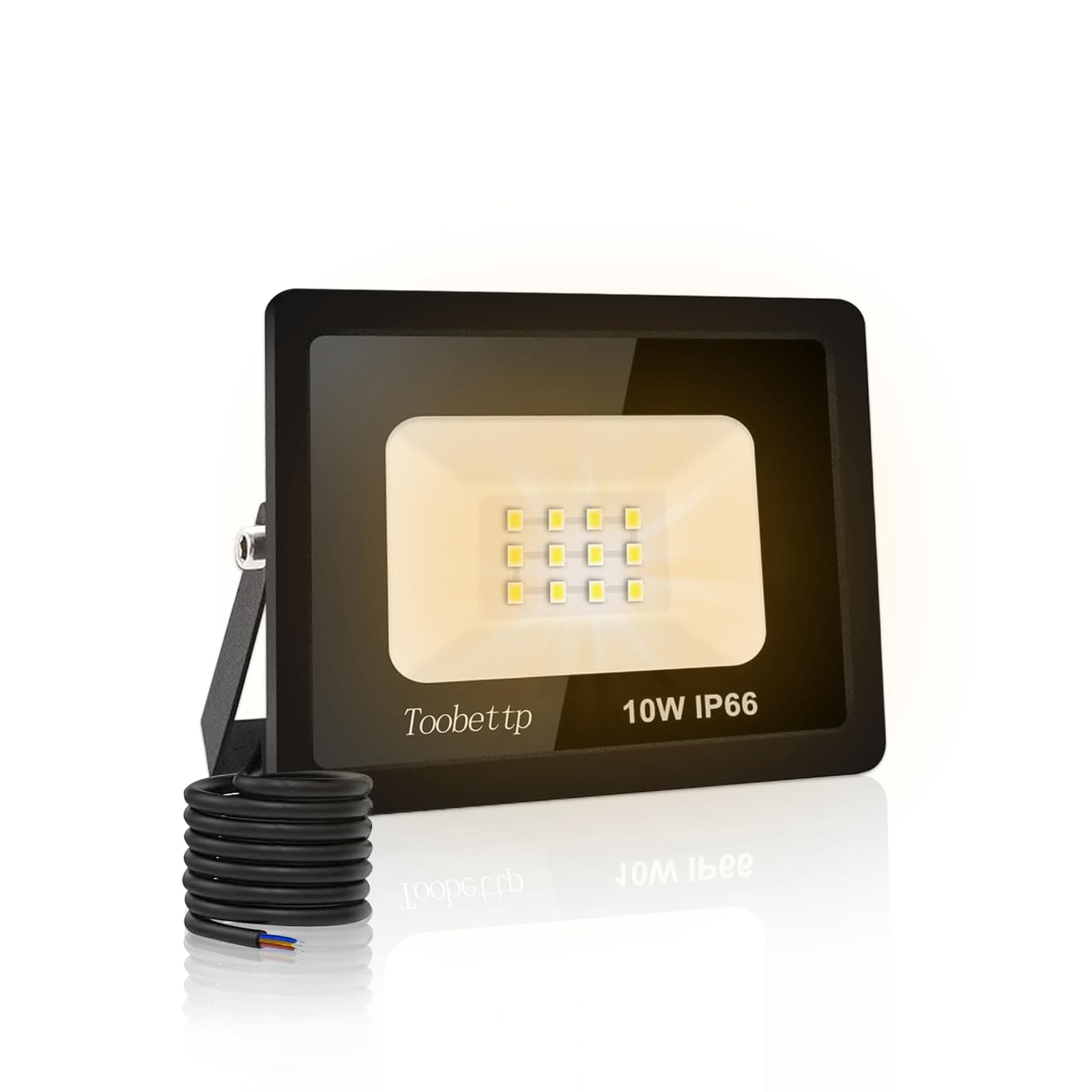 Foco LED Exterior 10W, toobettp 1000LM Focos Led 3500K Blanco Cálido, IP66 Impermeable Aplique Pared para Garaje Jardín Patio Parque