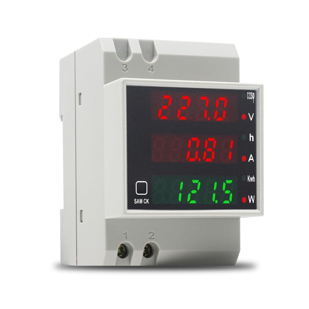 KETOTEK Voltímetro Amperímetro Digital AC 80-300V 100A Voltaje Corriente Potencia Energia Electrica Medidor de Consumo Electrico Carril Din Medidor de Energía Monofásico