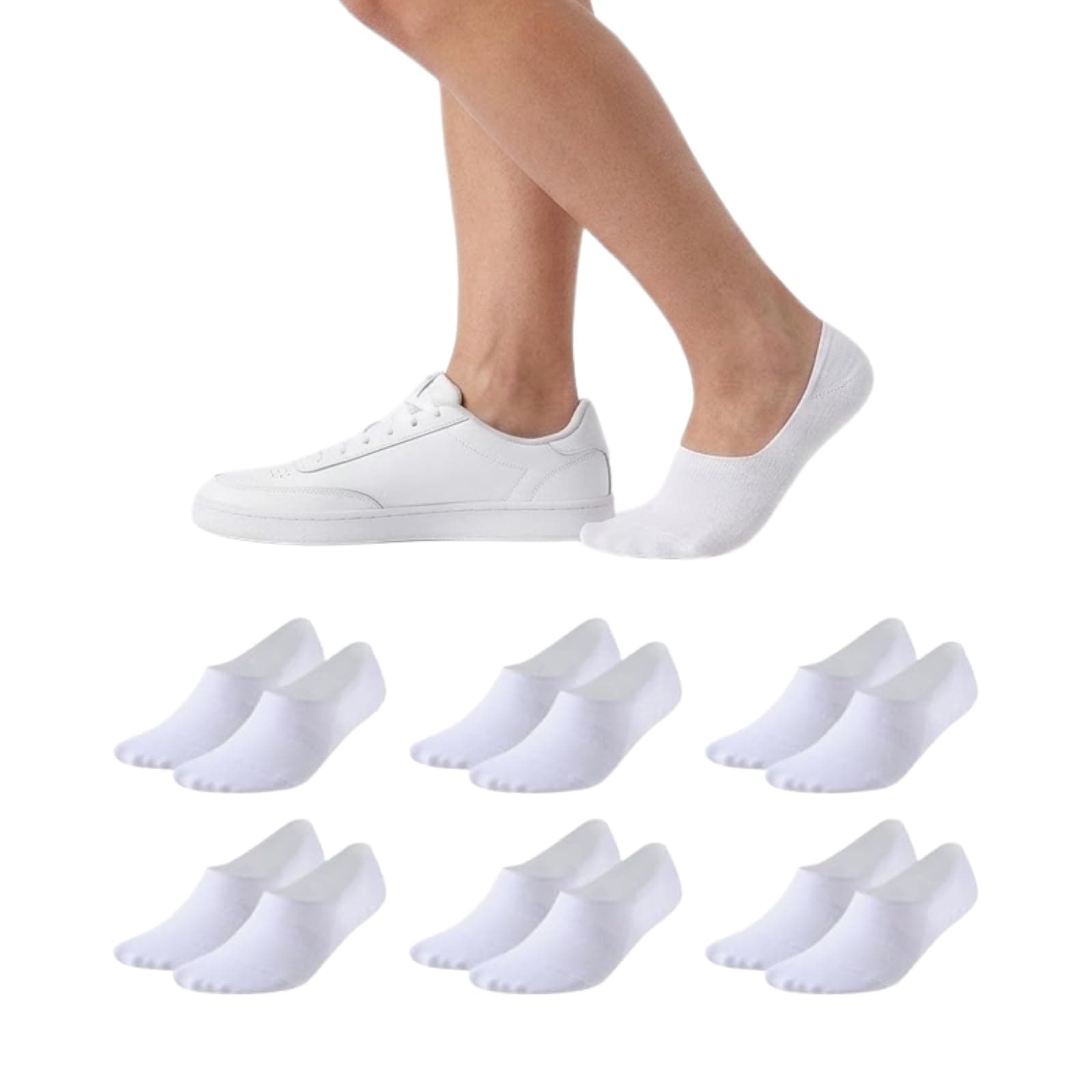 Balseti Calcetines Invisibles para Hombre y Mujer. Pinkies Unisex. 85% Algodón. Calcetines Cortos Transpirables, Antideslizantes, Anti-olor Blanco, Negro, Beige, Azul, Gris. Pack 6 Pares