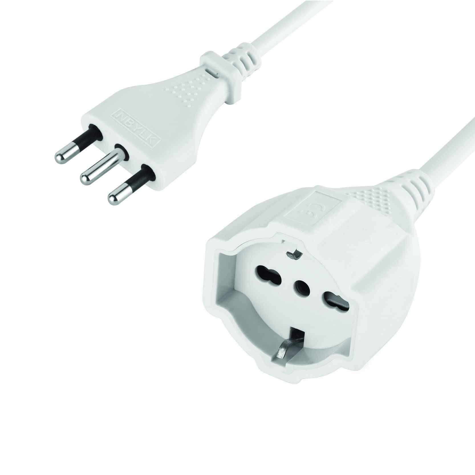 Electraline 46126 Prolunga 10 mt Spina 16A e Presa polivalente (schuko + 10/16A), Bianco-Sezione Cavo 3G1,5 mm