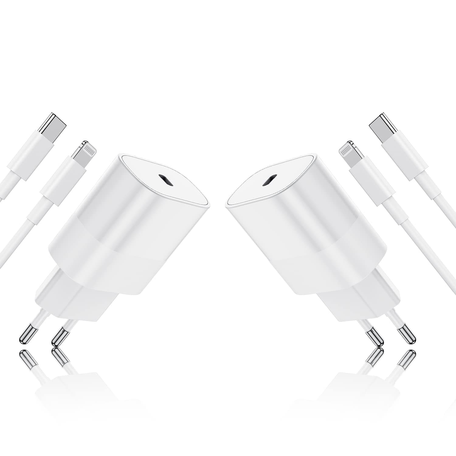 2Pack iPhone Rapide Chargeur Original 【Apple MFi Certifié】 20W USB C Power Delivery Adaptateur Secteur avec 2m Lightning Cable pour iPhone 14/14 Pro/14 Pro Max/13/13 Pro Max/12/SE/11/XR/XS Max/iPad