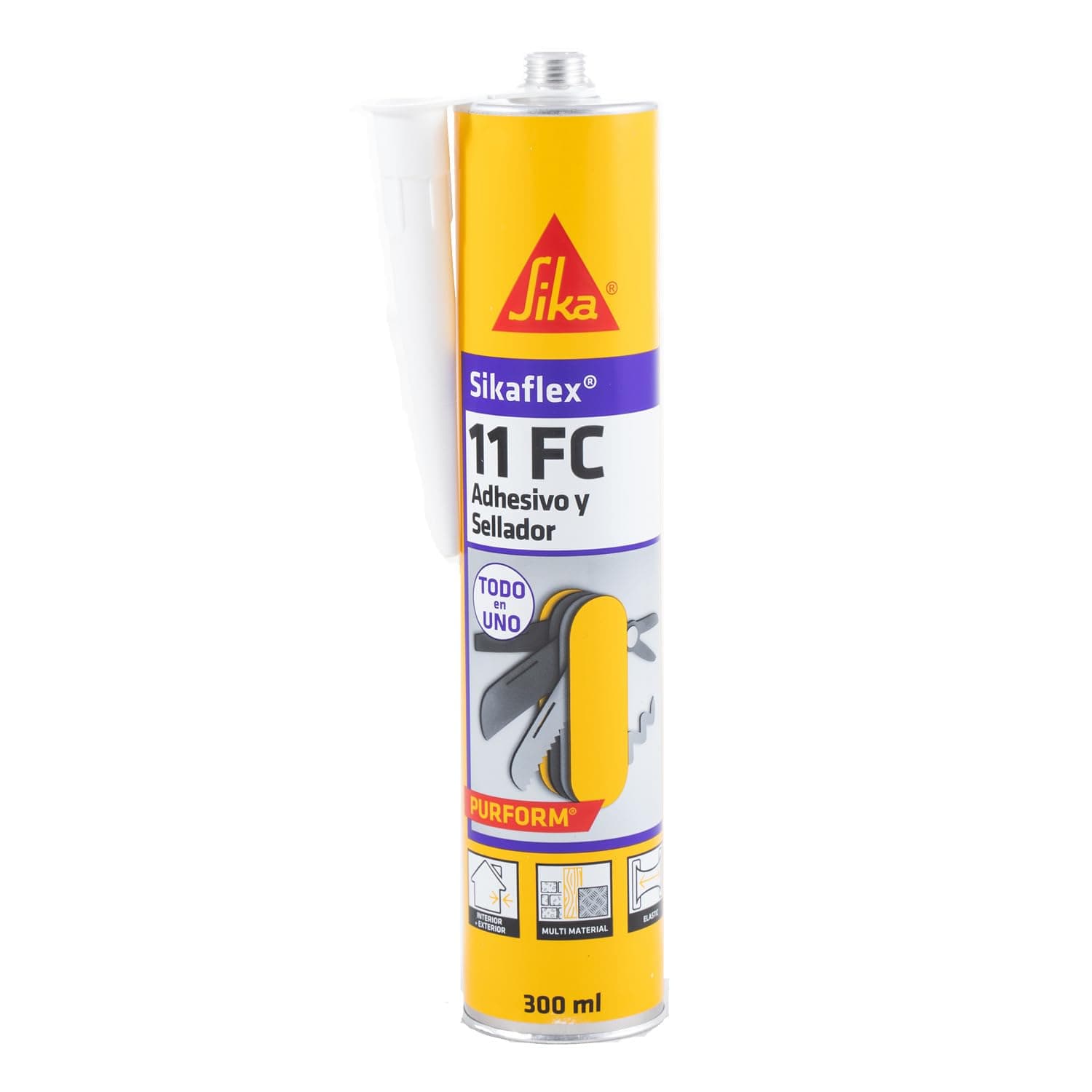 SIKA - Masilla adhesivo multiusos - Sikaflex 11 FC Purform - Blanco - Junta y pegamento - Sellador poliuretano multisoportes - Interior y Exterior - 300ml