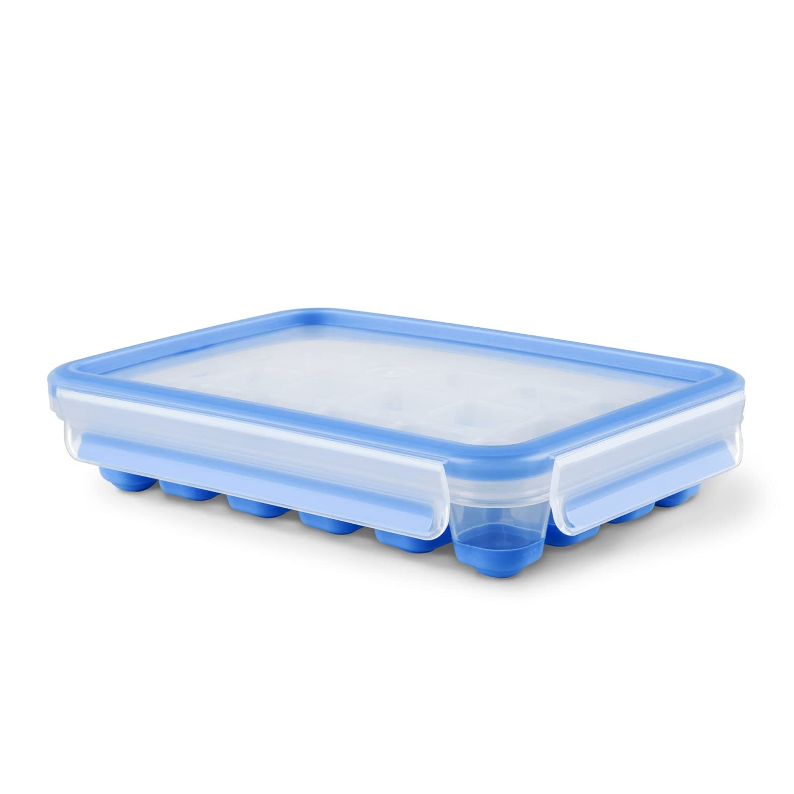 EMSA Clip & Close Frischhaltedose, Eiswürfelform, 22,6 x 16,5 x 4,9 cm, flexibler Boden, Aufbewahrungsbox, 100 Prozent dicht, spülmaschinen-, gefrier-, mikrowellenfest, Blau, Made in Germany, 514549