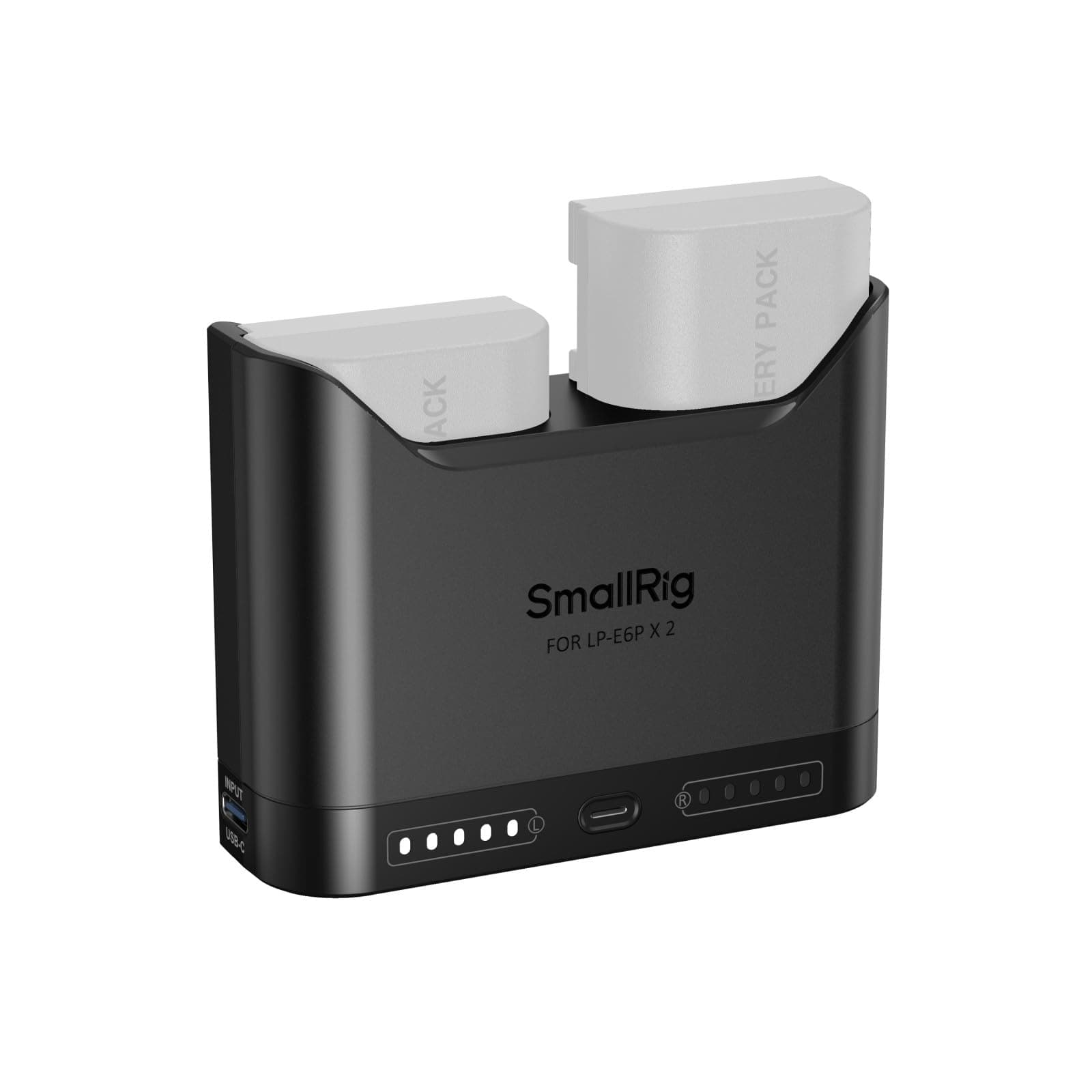 SMALLRIG Akkuladegerät für Canon LP-E6P LP-E6NH, 2H-Doppel-Ladegerät mit 22,5W-USB-C-Anschluss, Vollständig für Canon EOS R5 Mark II, R6 Mark II, R5, R6, R7, 5D Mark II und 5D Mark IV - 5490