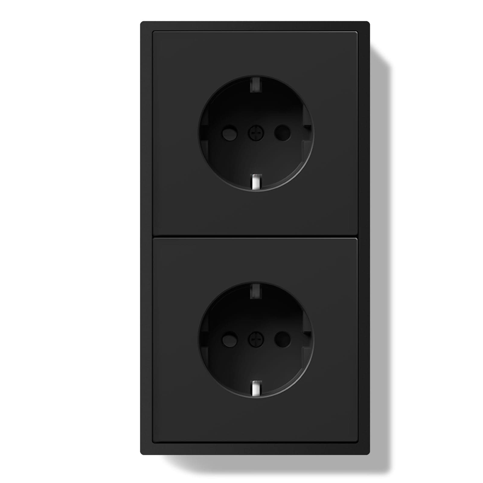 BSEED Schuko Doppelsteckdose Unterputz, Wandsteckdose 16Amp mit PC Rahmen, Zweifach Steckdose mit Krallen, 2 Fach Schwarz