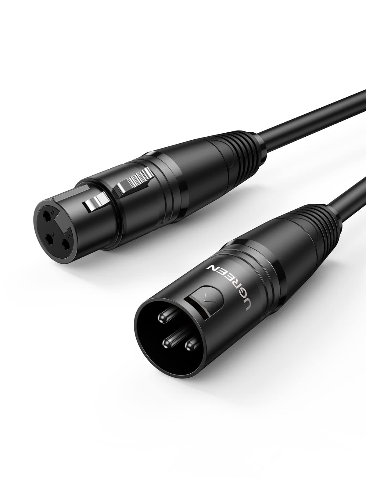 UGREEN XLR-Kabel, XLR-Lautsprecherkabel, 3-poliges Stereo-Mikrofonkabel, Stecker auf Buchse, Verlängerung für Heimstudio, Endstufe, Mischpult, Schreibtisch, professionelle Aufnahme, Live-Bühne (1 m)