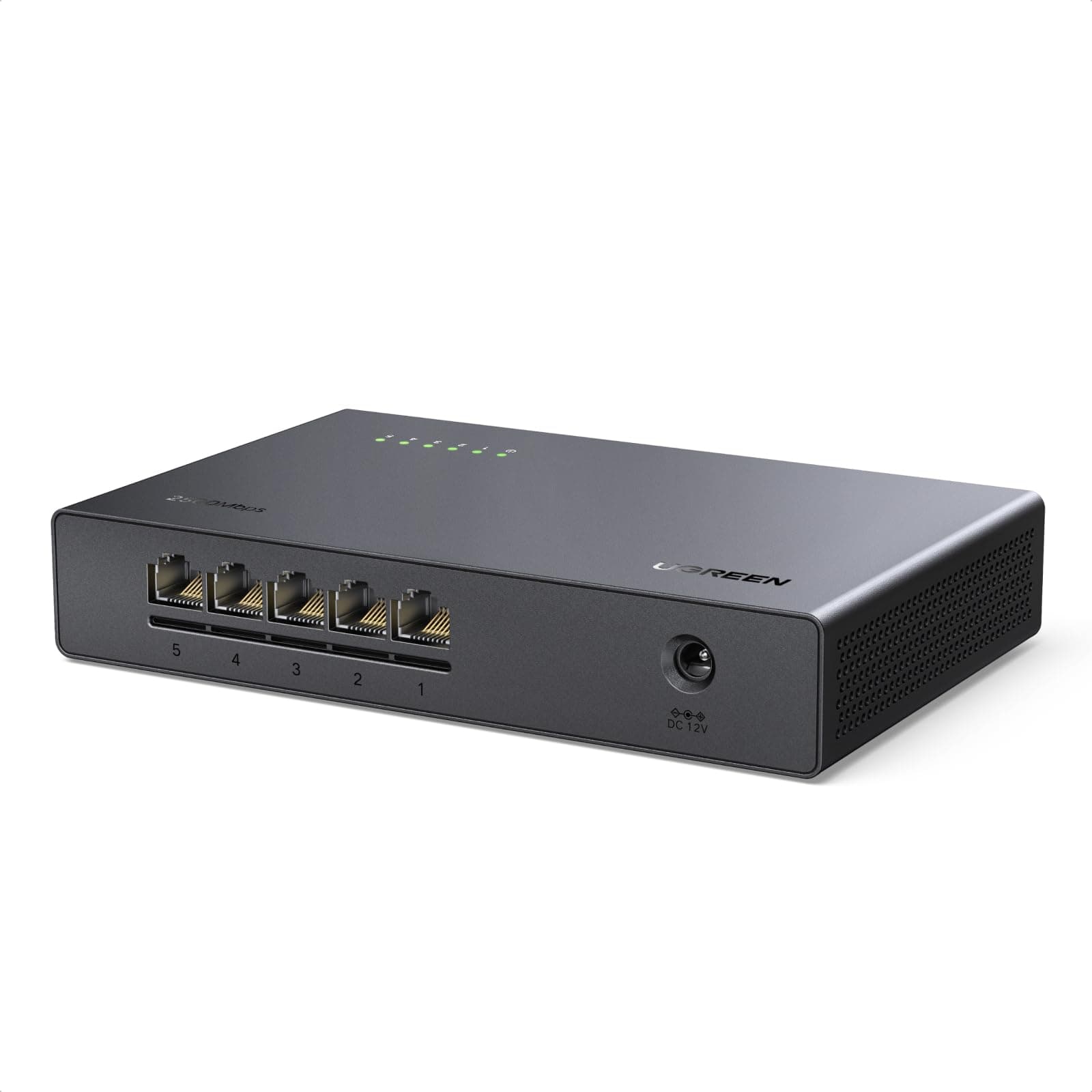 UGREEN 2.5G LAN Switch mit 5X 2.5G Ports,Unmanaged Netzwerk Switch für Computer,NAS,Server,WiFi 6 AP, Schnelle Datenübertragung,lüfterlos und leise,Desktop/Wandmontage