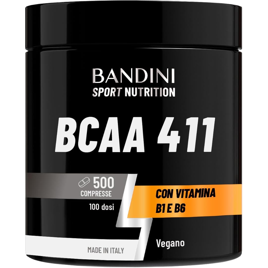Bandini® AMINOACIDI RAMIFICATI BCAA 4 1 1 | 500 Compresse di Amminoacidi Fermentati con Vitamina B1 e B6 | 4.1.1 con Leucina, Isoleucina, Valina | Intra Pre Post Workout - Per Palestra e Sport - Vegan