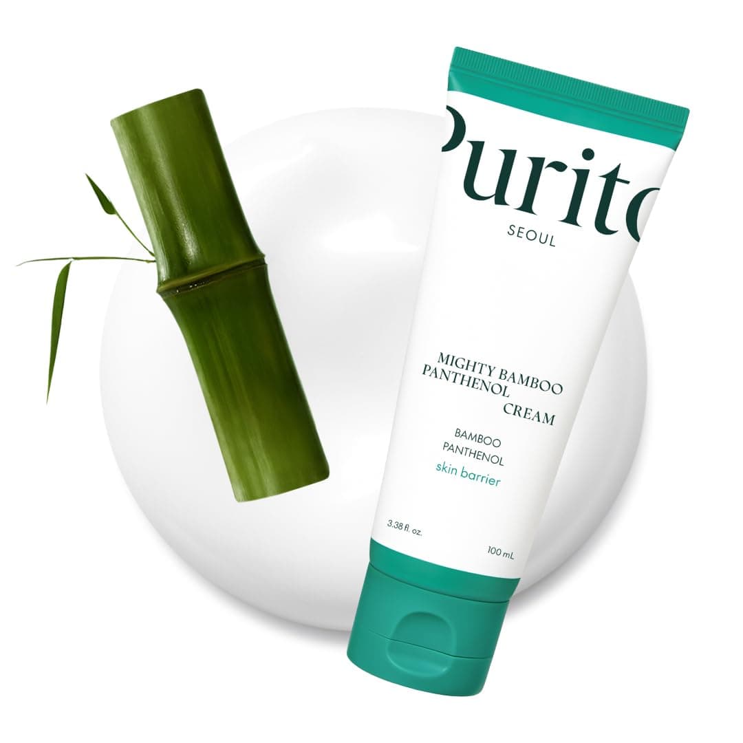 PURITO Post-Acne Moisturizer, Recovery & Glow Boost, Silicone-Free, Non-Comedogenic, Vegan, Korean Skincare, Mighty Bamboo Panthenol Cream, 3.38 fl oz / 100ml