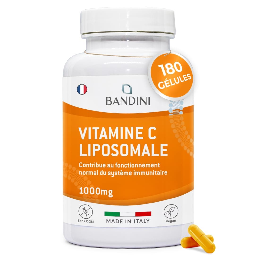 Bandini® Vitamine C Liposomale 1000mg, 180 Gélules Vegan (3 mois), Acide Ascorbique à Haut Dosage, Haute Absorption et Biodisponibilité, Antioxydant, Système Immunitaire, Vit C pour Réduire la Fatigue
