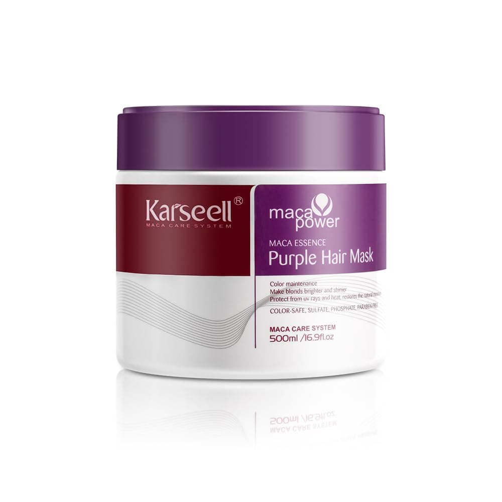 Karseell Violet Masque Cheveux Neutralise Les Reflets Jaunes, Répare Les Cheveux Abîmés, pour Cheveux Blonds, Platine, Blancs Ou Gris, 500ml