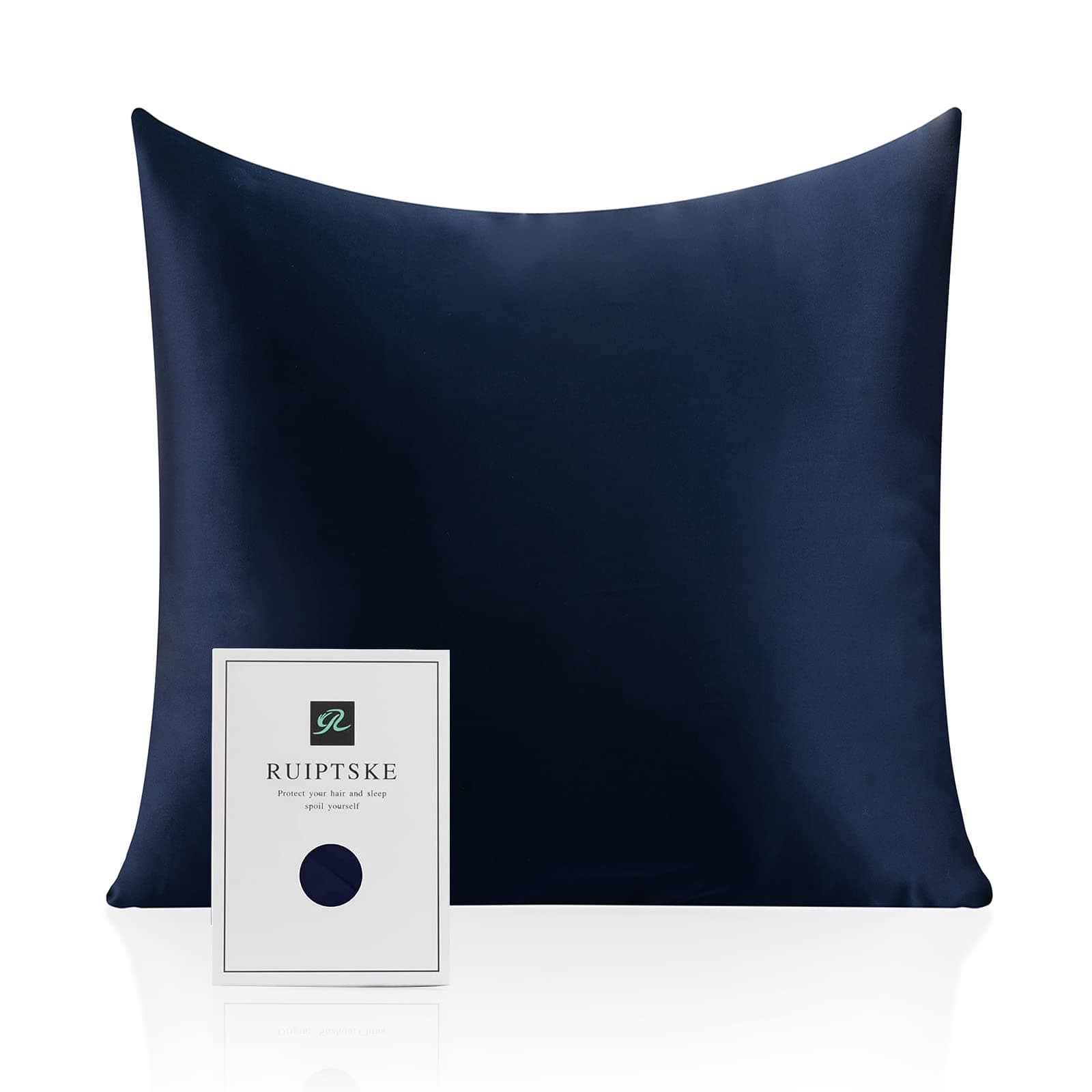 Taie d'oreiller en Soie pour Oreiller 100% Soie 22 Mommes Certifiée Oeko-TEX® Bienfaits Cheveux et Peau Anti Âge, Anti Acarien (65x65cm, Blue)