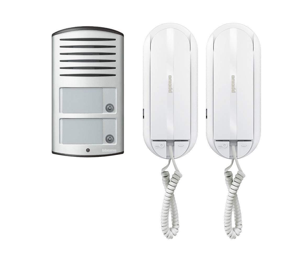Bticino 366821 Kit Audio 2 Fili bifamiliare con pulsantiera Linea 2000 da Parete e citofono Sprint L2