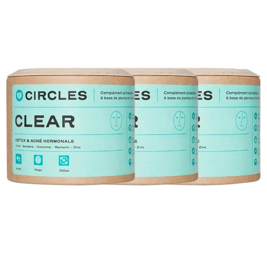 CIRCLES CLEAR – Zinc + Bardane & Ortie | Peau à Imperfections & Brillance | Curcuma & Romarin | 180 Gélules Vegan