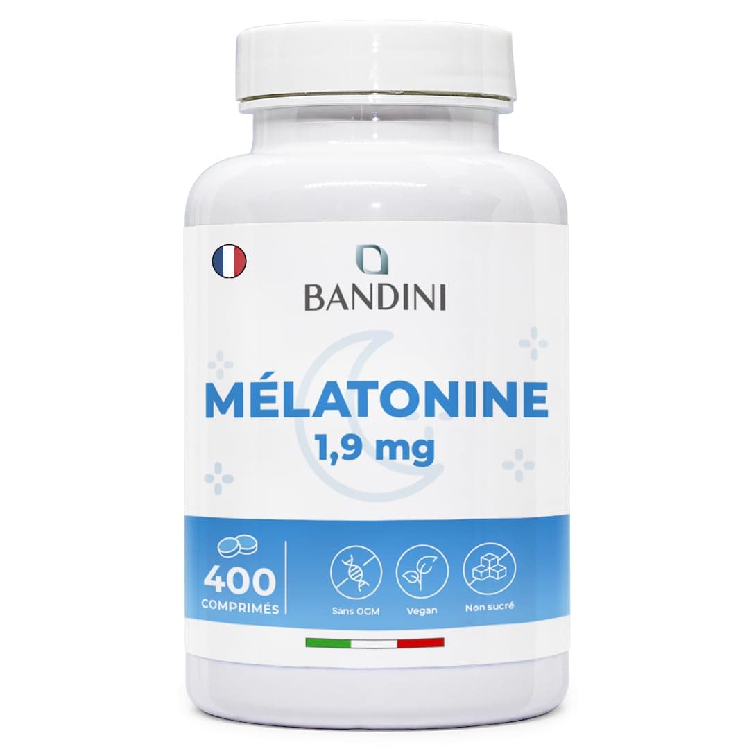 Bandini® Mélatonine 400 Comprimés, pure 1,9 mg - Pour +1 An - Sommeil Rapide et Repos - Complément Alimentaire de Melatonin Fortement Dosé - Endormissement, Pour Dormir - Décalage Horaire, Jet Lag