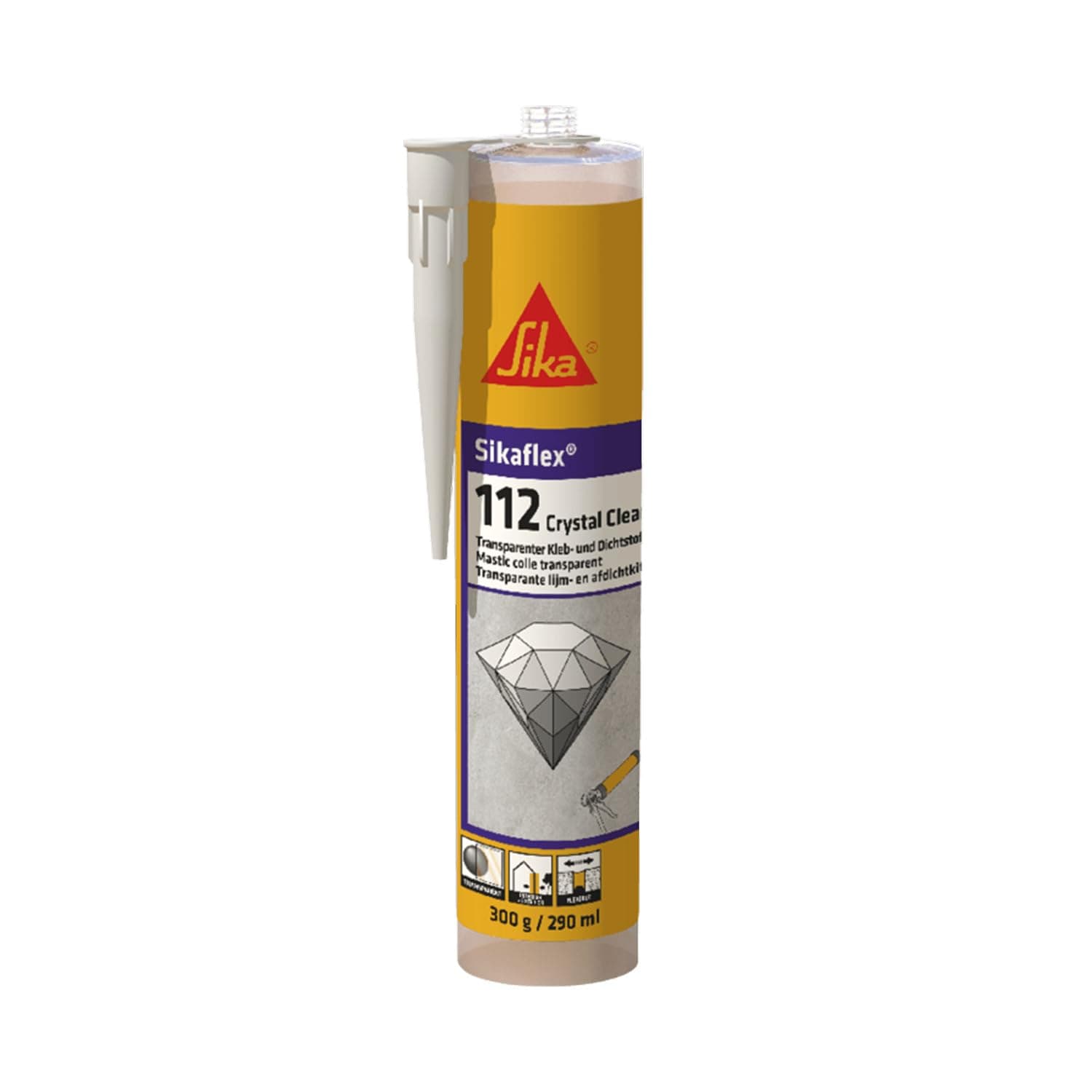 Sika – Kleb- und Dichtstoff – Sikaflex-112 Crystal Clear - Transparent – Für Dicht- und Klebefugen – Innen & außen – Dekorative Anwendungen – 290 ml