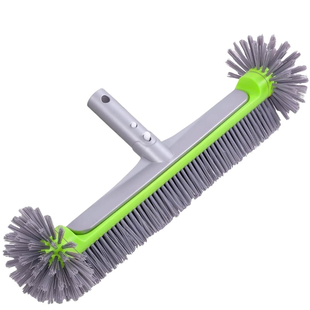Balai Brosse Piscine Liner 45cm, Balai Piscine Brosse pour Piscine, Tête de Brosse de Piscine Détachable avec Poils Robustes Poignée en Aluminium EZ Clip, Perche télescopique Non