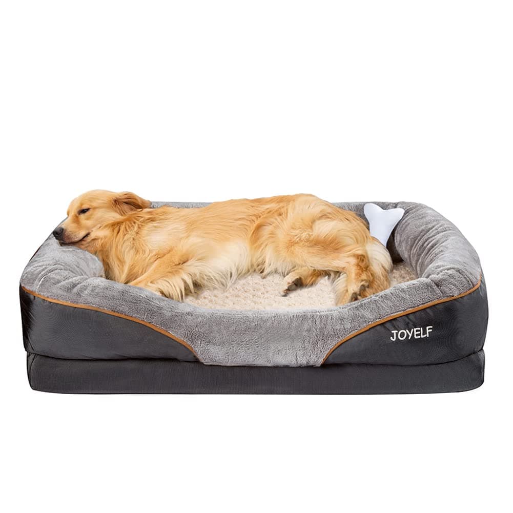 JOYELF lit pour Chien orthopédique Extra Grand lit pour Animaux de Compagnie en Mousse à mémoire avec Housse Lavable Amovible et Jouet grinçant comme Cadeau